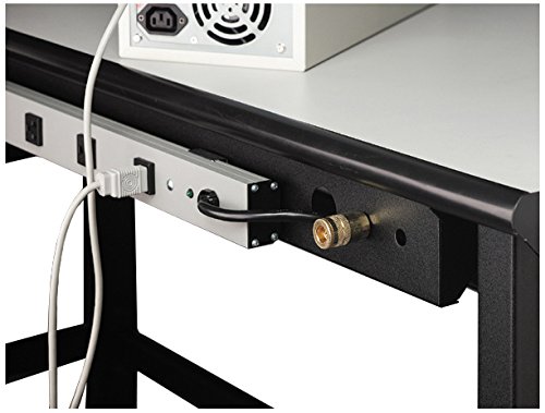 Mayline Techworks Service Bar with 12 Outlet Power Strip, 60", Textured Black Paint