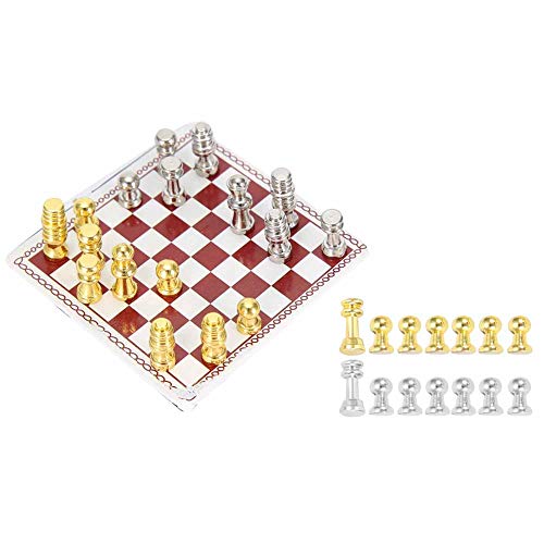 Tnfeeon 1:12 Miniatura per Casa delle Bambole Accessorio Mini Scacchiera Set di Scacchi Soldato Scena Modello Camera da Letto Decorazione per Casa delle Bambole