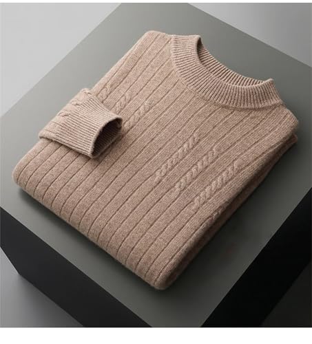 Men's Winter Crewneck Wool Sweater Soild Color Long Sleeve Business Casual Loose Knitted Pullover Sweater3