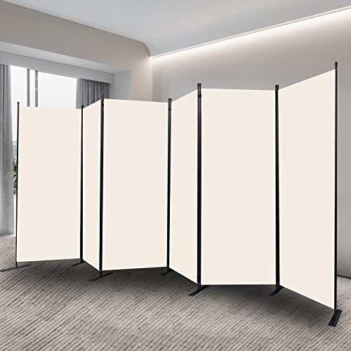 CHOSENM Room Divider, 6 Panel Folding Privacy Screens with Wider Support Feet, 6 Ft Portable Room Partition for Room Separator, 204" W X 71" H, Beige - Thumbnail 7