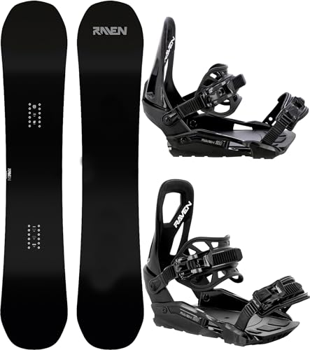 RAVEN Snowboard Set: Snowboard Pure Black + Bindung s230 Black (Snowboard 151 cm + Bindung M/L, s230 Black)