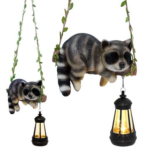 Raton laveur solaire suspendu pour illuminer vos soirées d'été au jardin