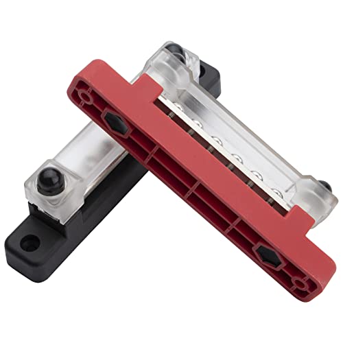 ZEALfix Sammelschiene 12v Verteilerblock 6 Klemmenblock 150A M6*2 M4*6 Schrauben Terminals Verteilerblock für Auto, Wohnmobil, Yacht, Schiff Busbar