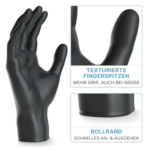 1000x ARNOMED Einweghandschuhe Schwarz, Einmalhandschuhe L, Nitrilhandschuhe (5x200 Stk), Handschuhe Einweg puderfrei, Gummihandschuhe Einweg, Handschuhe Nitril, Einmalhandschuhe in S, M, L & XL