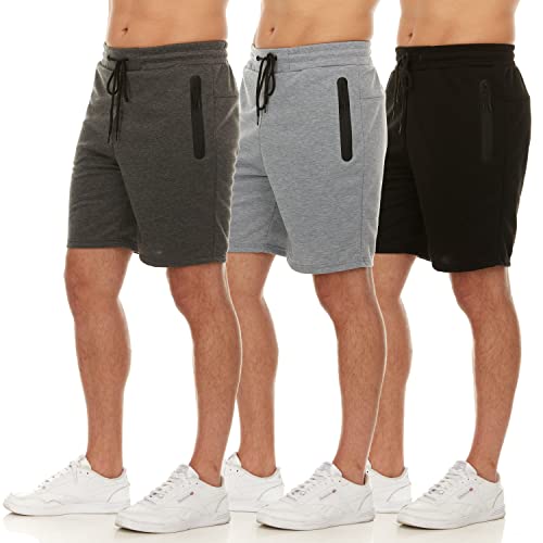 Pure Champ Mens Shorts 3 Pack Tech Fleece Gym Shorts For Men Athletic Workout Shorts With Zipper Pocket And Drawstring Size Xs-3Xl (Set-03 2Xl) #TOP14