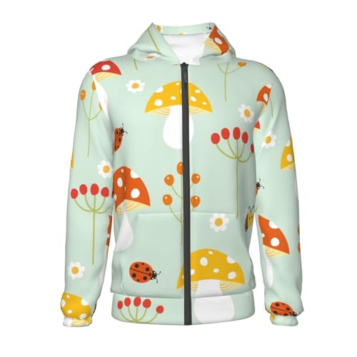 Mushroom Bee Kid Hoodies Boys Zip Up Sweatshirts Girls Pullover with Pocket2