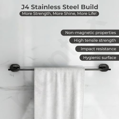Image of Plantex J4 Stainless Steel 24 Inch Towel Rod for Bathroom /Towel Holder in Bathroom /Towel Holder /Bathroom Accessories (PVD Black Finish) Onix