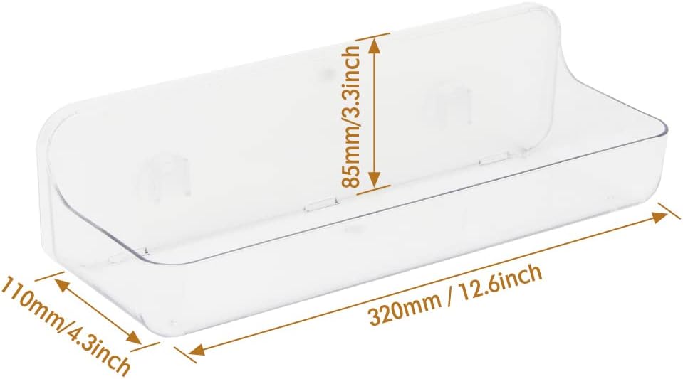 Plastic Wall Mount Organizer, Clear Adhesive Storage Box Organizer No Drilling Hang Walls/Doors for Kitchen, Bathroom, Bedroom, Cabinet, Office, Craft Room (Long Size)