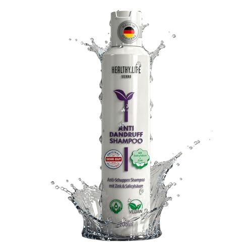 HLV - Anti Schuppen Shampoo mit Zink & Salicylsäure, VEGAN, Hautirritationen, Für Juckende Kopfhaut, Irritierte Kopfhautpflege, Schuppenshampoo, Derma, Anti Dandruff, Reduziert Talgproduktion, 200ml
