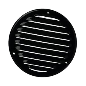 125mm Schwarz Lüftungsgitter Rund - Metall Abluftgitter mit Insektenschutz - Lüftung Gitter Verschrauben Insektenschutzgitter Belüftungsgitter Entlüftungsgitter Lamellengitter