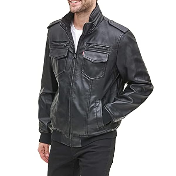 Levi's Vintage herten Faux lederen Sherpa gevoerde vliegenier bommenwerper heren Faux-Lederen Jas