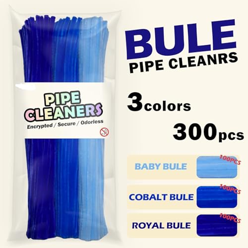 Image of Pipe Cleaners for Craft Bulk, Pipe cleaner for Craft Flower, Fluffy Chenille Stems for Making Shapes, Flowers, & Decorations(12 inches x 0.24 inches) (Shades of Blue, 300 Pc)