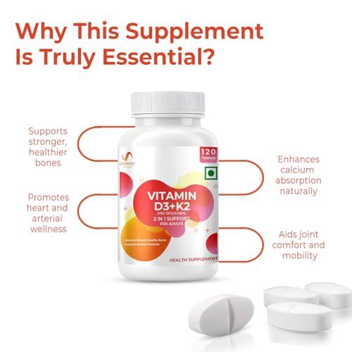Image of Umanac Plus Vitamin D3 + K2 (MK-7) 120 Tablets | Supports Bone Strength, Calcium Absorption, Joint Health & Immunity | Daily Health Supplement