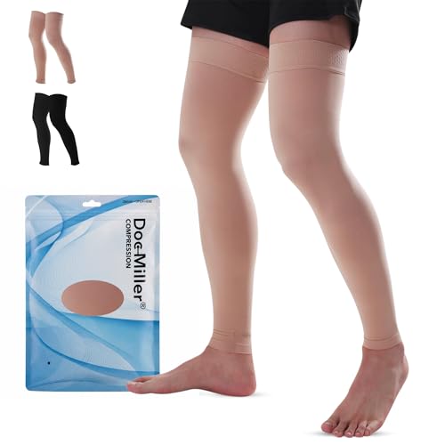 Image of Doc Miller Thigh High Compression Socks 20-30 mmHg for Women & Men, 1 Pair | Footless, Over-Knee Support Hose for Swelling, Tired Legs, Varicose & Spider Veins, Travel, Work, Pregnancy, 1 Pair