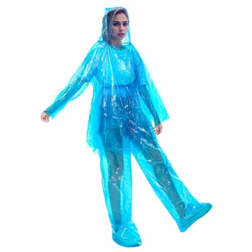 Raincoat+Pants Family Pack Adult Disposable Ponchos with Hood Ideal for Outdoor Activities in The rain2