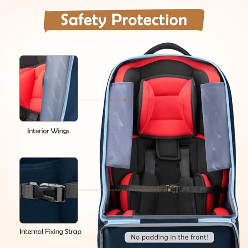 Image of YOREPEK Padded Carseat Travel Bag, Car Seat Travel Cover Backpack with Shoulder Straps, Gate Check Car Seat Bag, Baby Airplane Travel Essentials