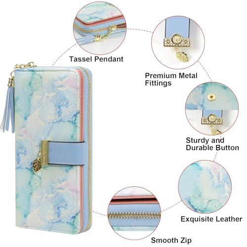 Image of Pomelo Best RFID Wallets for Women with Multiple Card Slots and Cellphone Compartment, Womens Wallet Cyan