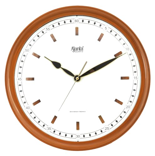 Image of Ajanta Real Silent Sweep Movement Designer analog Clock (341x51x341mm)(Iron Brown) (Teak Print)