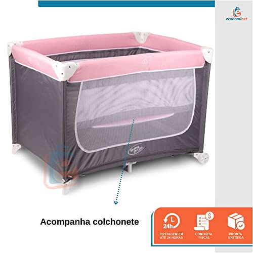 Berço Cercadinho Desmontável Portátil Chiqueirinho Confort (Rosa)