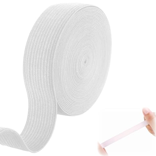 Elastic Sewing, Flat Elastic Band, Sewing Elastic, Elastic Bands Sewing, Width 2 cm Length 10 m Elastic Ink Ribbon, Elastic Band for Sewing, Elastic Band, for Crafts, Clothing, Trousers (White)