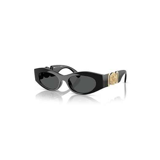 Versace Óculos de sol femininos armação preta, lentes cinza escuro, 51 mm