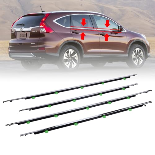 4Pcs Weatherstrip Window Moulding Trim Seal Belt Compatible with 2012-2016 Honda CRV Replaces# 72450-T0G-A01 72410-T0G-A01 72950-T0G-A01 72910-T0G-A01