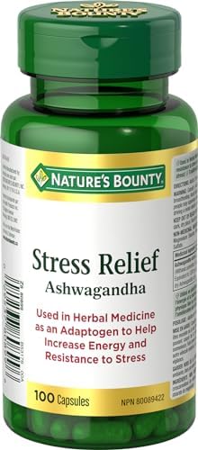 Nature's Bounty Stress Relief Ashwagandha, Help increase energy and resistance to stress, 100 Capsules