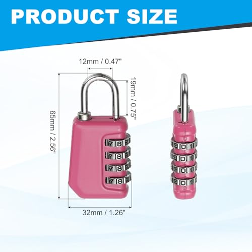 Image of MECCANIXITY Combination Lock, 4 Digit Padlock Combination Outdoor Waterproof Locker Lock for Gym Luggage Home Sports Hasp Storage, Pink Pack of 1