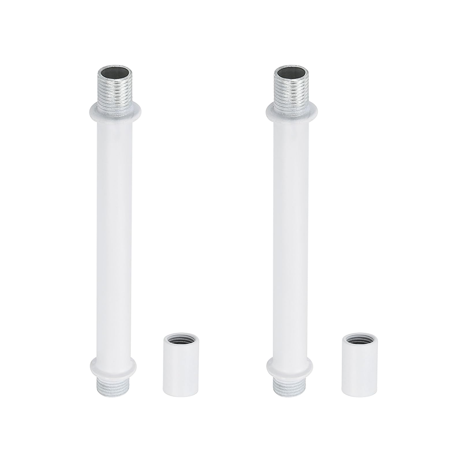 PATIKIL Straight Pipe Lamp Stems Rod Kit, 2 Set M10 Carbon Steel 100mm(3.94") Long Double End Thread Rod with Coupling Nuts Sleeve Connector for Table Lamps Chandeliers,White