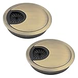2 Pack 80mm Desk Grommet Kit,Bronze Desk Hole Covers,Computer Desktop Grommets Cable Management Wire Organizers,Round Table Cable Hole Cover for Home Office,Bronze