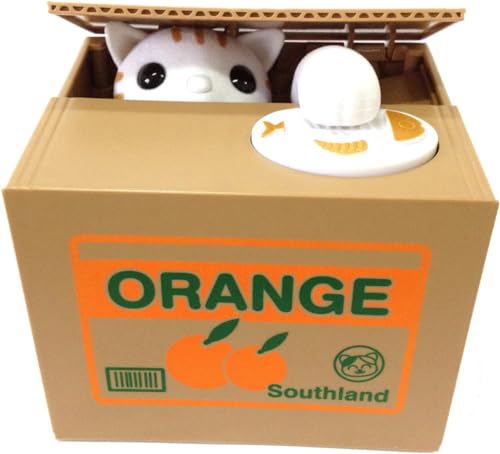 【UNTIL YOU】Cute Stealing Coins Cents Penny Cat Money Box Saving Money Collecting Money Piggy Bank for Kids Kids (Cute Orange Cat)