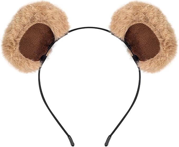 HWZENQZ Bear Ears Headband,Animal Ears Headband for Adult,for Washing Face, Festival Headwear Cosplay, Carnival Christmas (Khaki)