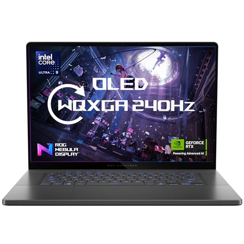 MESH Computers ASUS ROG Zephyrus G16 GU605 16-inch 2.5K 240Hz OLED Gaming Laptop (Intel Core Ultra 9 285H, 32GB LPDDR5X RAM, 2TB SSD, NVIDIA GeForce RTX 5080 16GB GDDR7, Wi-Fi 7, Windows 11 Home)