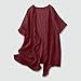 Womens Linen Cardigans Lightweight Cover Up Fall Casual Loose Half Sleeve Cotton Tops Beach Coverups with Pockets Wine XXL