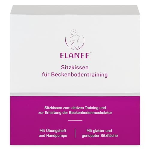 ELANEE Sitzkissen für Beckenbodentraining zum Training der Beckenbodenmuskulatur, inkl. Handpumpe und Übungsheft, 1 Stück, grau (708-V1)
