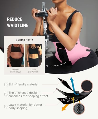 Image of FeelinGirl Waist Trainer Belt Waist Cincher Trimmer Ab Belt Tummy Control Body Shaper with Triple Wrap Women and Men