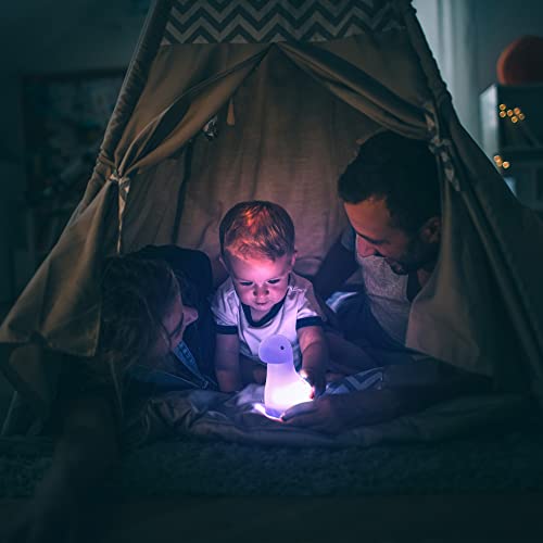 Globe Electric 13319 Brontosaurus Multicolor Changing Led Integrated Rechargeable Silicone Night Light, Table Lamp, Tap Light, White, Room Décor, Home Décor, Nightstand, Bedside Lamps, Led Lamp #TOP3
