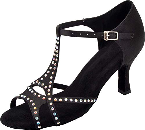 Chaussures danse latine femme noires à strass pointure 38.5 talon stable