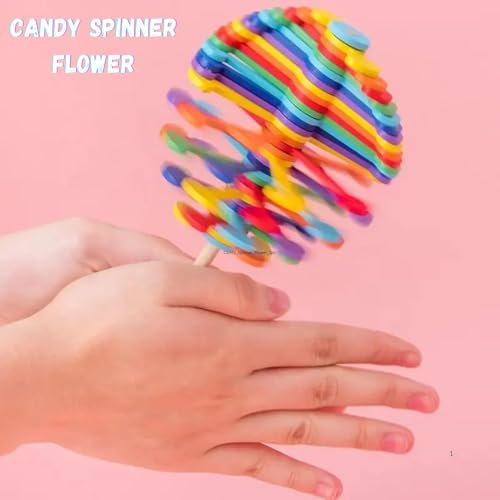 Image of Candy Flower Toy Set | 1Pc Spinner Stress or Anxiety Reliefer Gadget for Kids Boys and Girls Lolipop Hand Fidge Toys Playset | Spiral Candy Flume Rotating & Twisting Item Birthday for Children