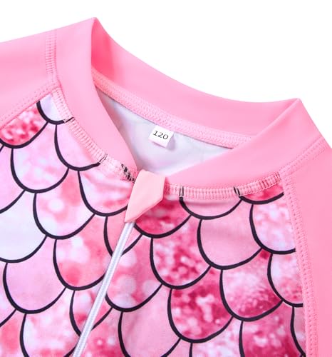 Girls Long Sleeve Swimsuit Zipper Rash Guard One Piece Bathing Suits UPF 50+ Sun Protection Swimwear 2-10 Years4