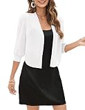 Stiehiok Women's Black Shrugs for Dresses Dressy Soft Sheer Chiffon Short Sleeve Cropped Cardigan Fo