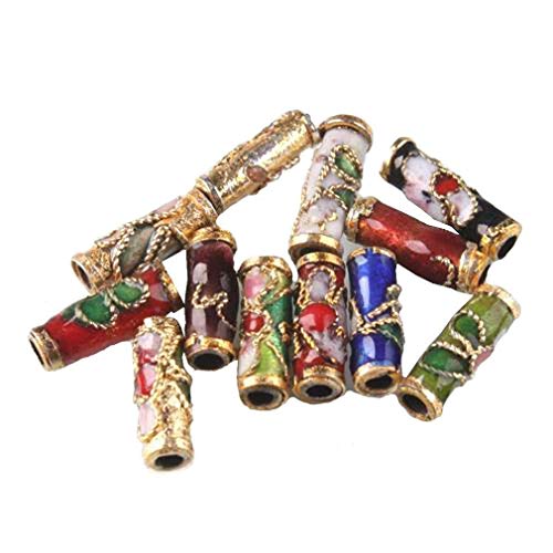 Colorful Flower Tube Enamel Cloisonne Beads Fit Jewelry Making (Pack of 50)