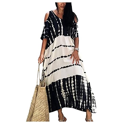 Zilcremo Damen Strandkleid Bohemian Lang Kleid Sommerkleid Kurze Ärmel Boho Floral Kleider Maxikleid Blaufloral XXL 7 Jecarden Damen Strandkleid Bikini Cover Up für Damen Strandponcho Damen Lose Sommer Pareos Lang Sommerkleid Damen Elegant Maxikleid Baumwolle für Urlaub Die Einheitsgröße.