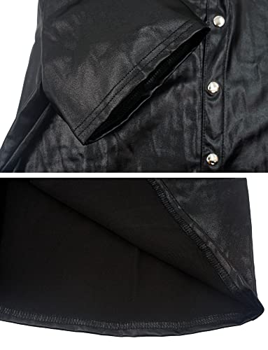 Image of AIEOE Men's Leather Metallic Shirts Shiny Slim Fit Stretch Top Wetlook Club Party Undershirts