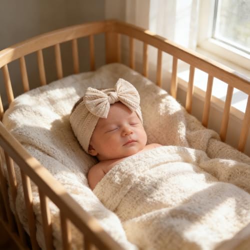 3 Stück Stirnband Baby Mädchen, Elastische Nylon Weiche Haarband MäDchen, Baby Haarband für Neugeborene, Kleinkinder(Weiß, Aprikose, Rosa)