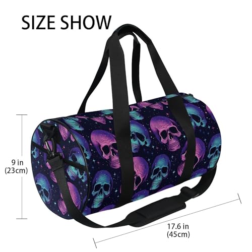 MNSRUU Sports Duffel Bags, Gothic Skull Athletic Gym Bag Overnight Workout Travel Tote Luggage for Men Women Yoga4