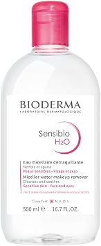 Bioderma Sensibio H2O D H2O 16.9 fl oz 500 ml Cleansing Water for Sensitive Skin Large Capacity Face Wash Makeup Remover Cleansing Water for Sensitive Skin Unscented Uncolored No Ethyl Alcohol