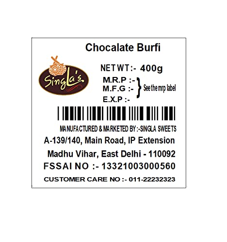 Image of Singla sweets Chocalate burfi 400g Delicious mithai