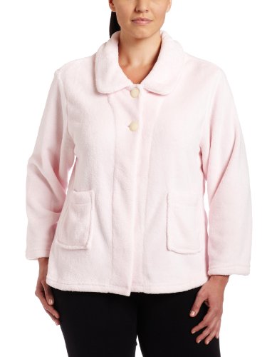 Casual Moments Women's Plus Size Bed Jacket-Peter Pan Collar Robe
