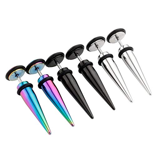 image for PiercingJ 3pairs 16G Stainless Steel Taper with O ring Stud Earring/Il